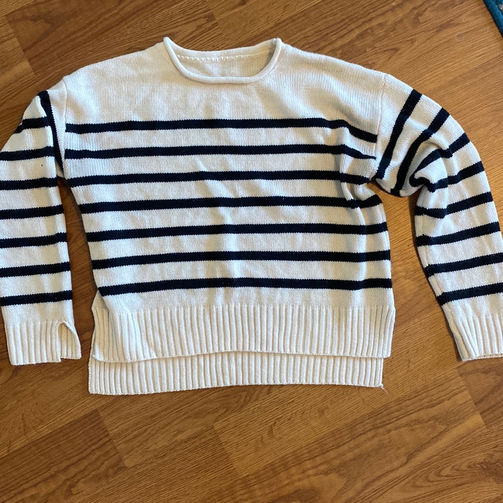 SHEIN Rolled Neck Striped Sweater